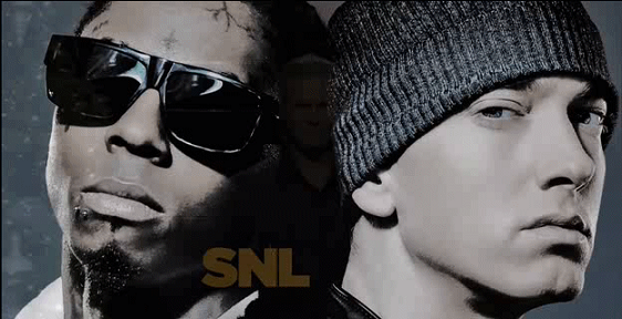 Eminem and Lil Wayne hit the stage on the year-ending episode of 'Saturday 