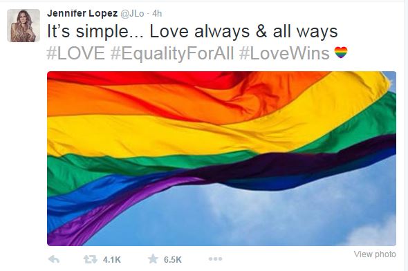 jennifer lopez gay marriage tweet