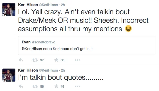 Keri Hilson Suffers Twitter Attack After Allegedly Weighing In On Meek Mill  vs. Drake - That Grape Juice