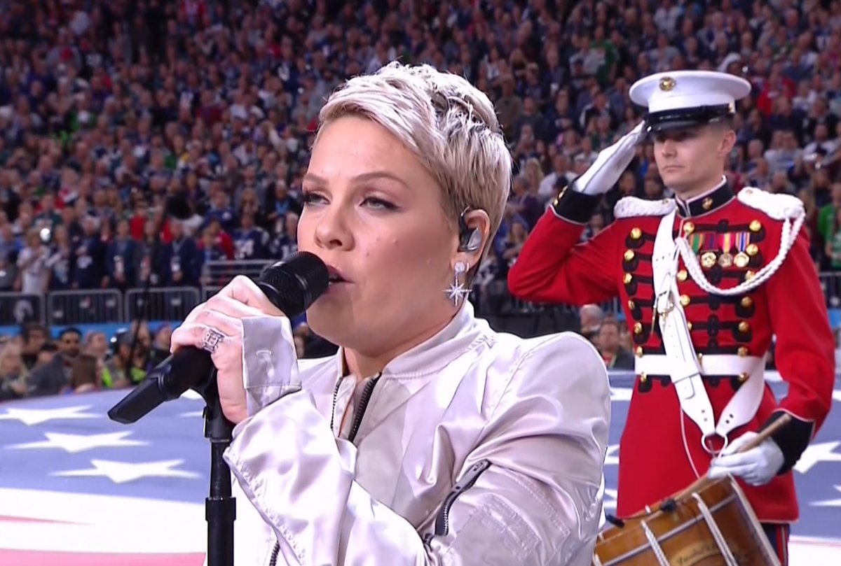 Watch Pink Performs The 'Star Spangled Banner' At Super Bowl That