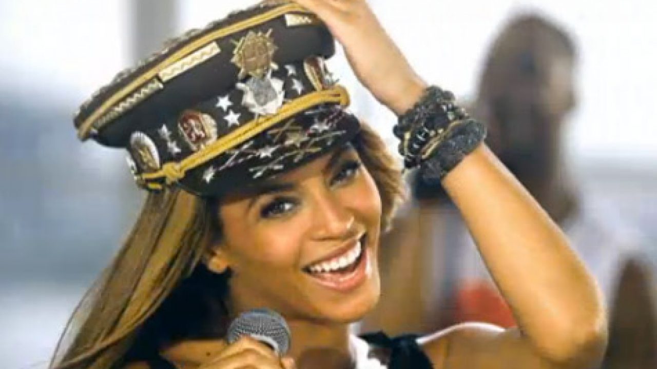 Beyonce in the Love On Top video. I love how she rocks a leotard, fancy  captains hat and black high tops. …