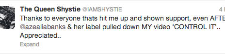 Updated: Azealia Banks Explains 'Control It' Controversy On Twitter / Spars With Shystie On Twitter