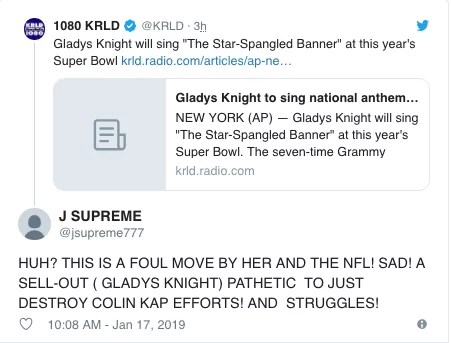 Gladys Knight gets slammed for Super Bowl gig