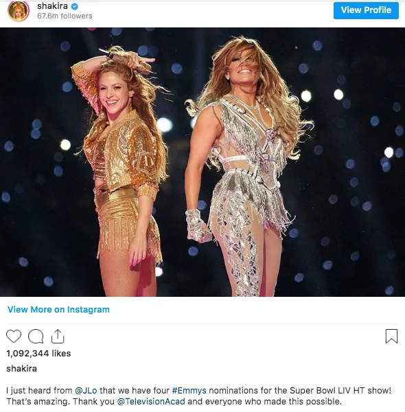 Jennifer Lopez and Shakira's Super Bowl halftime show earns multiple Emmy  nominations