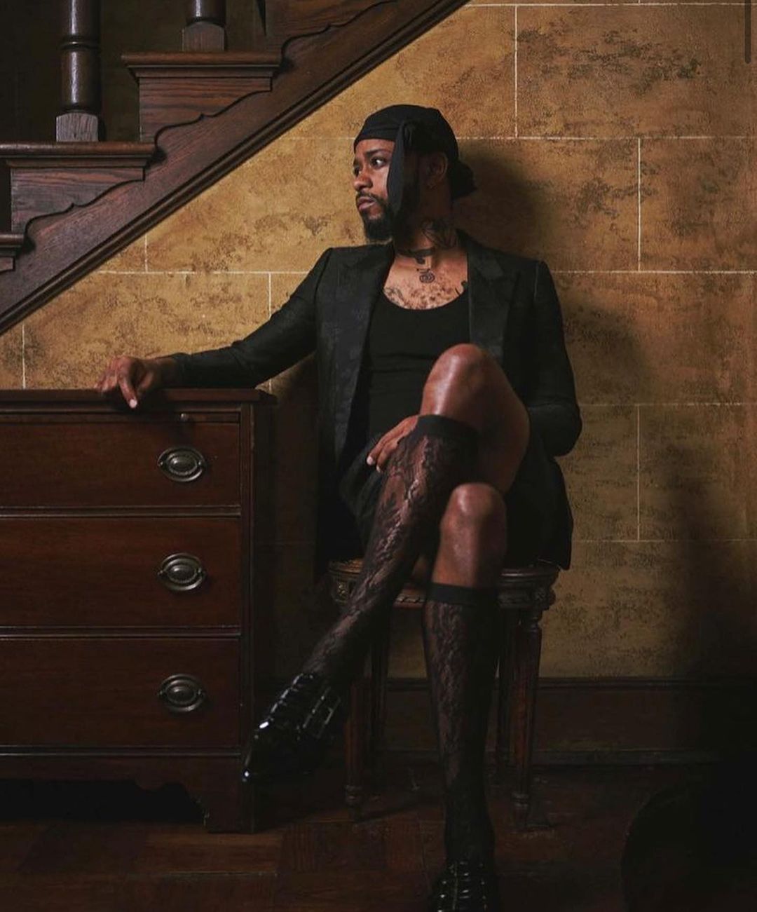 LaKeith Stanfield Stuns in Heels and Stockings for Replica