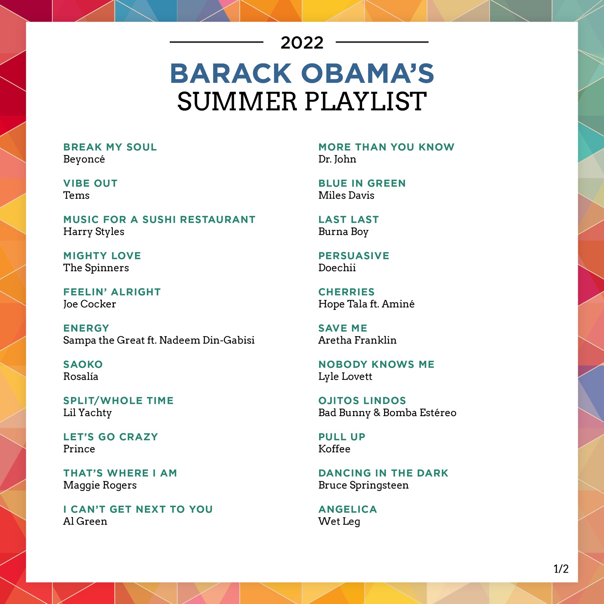 Barack Obama Unveils His Top Songs of Summer 2022 / Beyonce, Tems