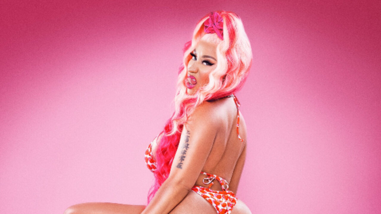 Nicki Minaj: Red Studded Swimsuit