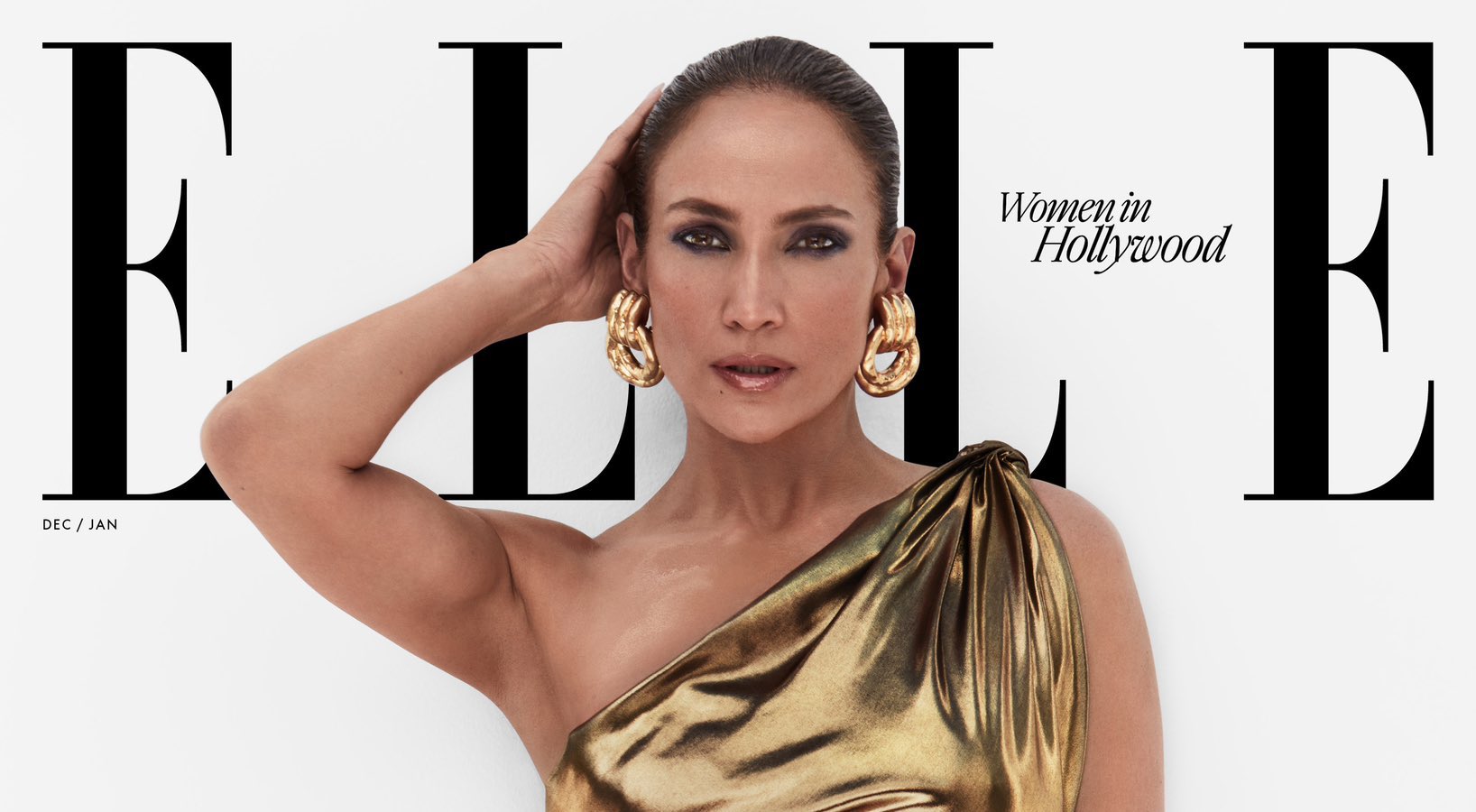 Jennifer Lopez Glows in Gold for ELLE / Says: “Women Get Sexier” With Age