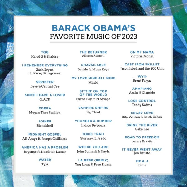 Barack Obama Shares His Top Songs Of 2023 / Beyonce, Tyla, Davido