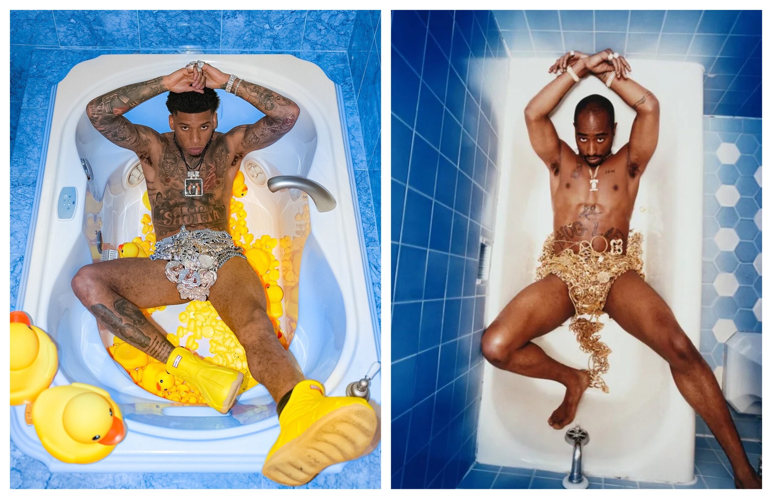 NLE Choppa Recreates Tupac’s Iconic Bath Picture to Promote New Single ‘Slut Me Out 2’
