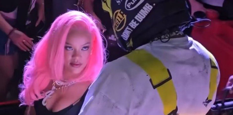 Rihanna Unveils New Pink Hairdo at ASAP Rocky’s Puma Pop-Up