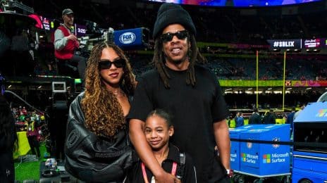 Hot Shot: Jay-Z All Smiles with Daughters Blue Ivy & Rumi at the Super Bowl 2025