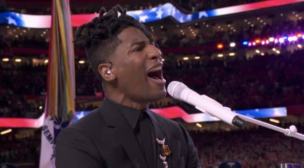Jon Batiste Performs the US National Anthem at the Super Bowl 2025