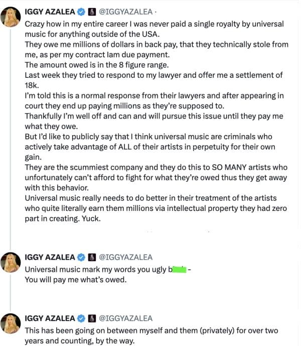 Iggy Azalea Slams Universal Music