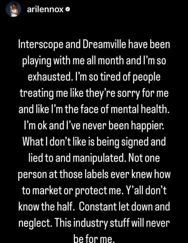 Ari Lennox Leaves Dreamville