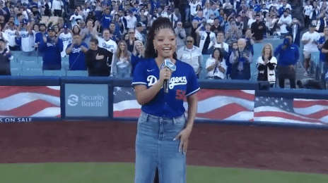 Halle Bailey WOWS with US National Anthem at MLB Brewers v Dodgers Game