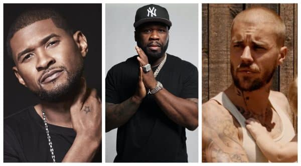 50 Cent Reacts to Viral "Photo" of Justin Bieber & Usher Oscars Fight
