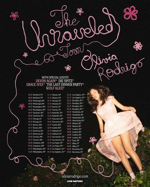 Olivia Rodrigo Unraveled tour dates