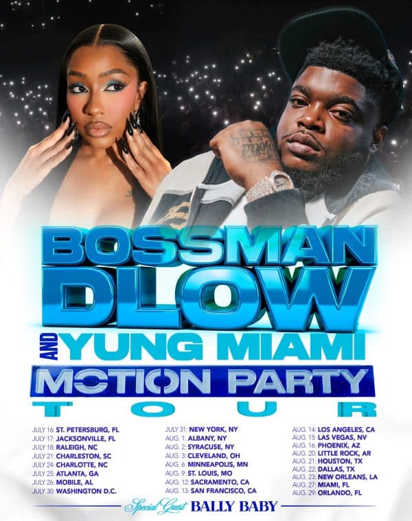 Yung Miami Motion Party tour with DLOW tour dates