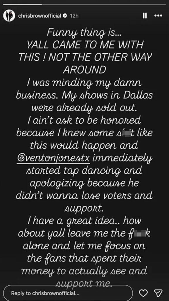 Chris Brown Responds to Venton Jones