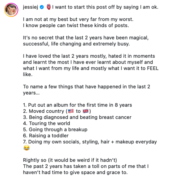 jessie j social media break