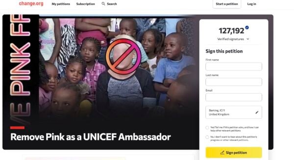 Petition to REMOVE Pink as UNICEF Ambassador Nears 130,000 Signatures After Macklemore-Sheeran Drama