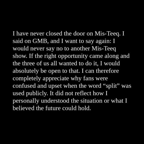 Sabrina Washington statement on cancelling her solo tour and Mis-Teeq reunion - page 15