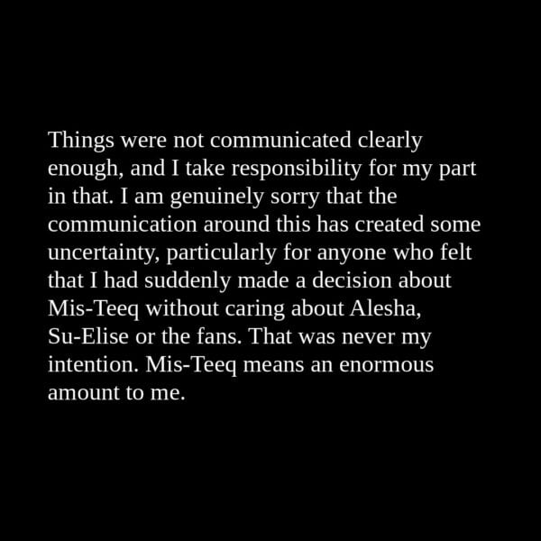 Sabrina Washington statement on cancelling her solo tour and Mis-Teeq reunion - page 16