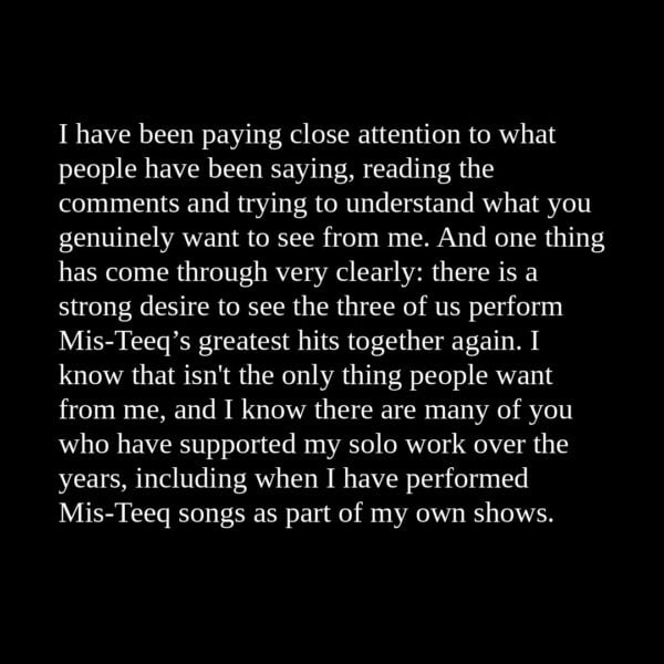 Sabrina Washington statement on cancelling her solo tour and Mis-Teeq reunion - page 2