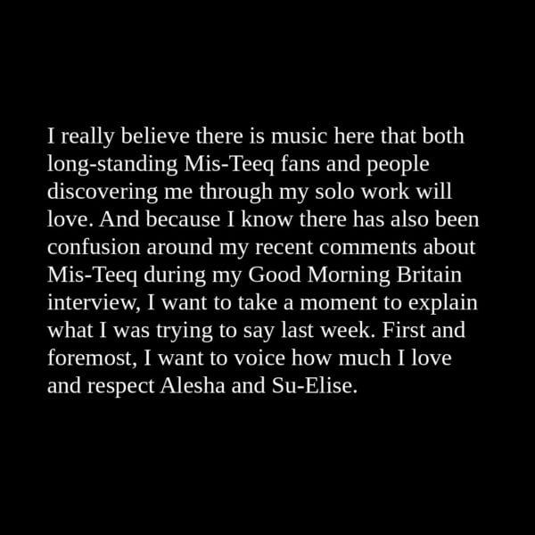 Sabrina Washington statement on cancelling her solo tour and Mis-Teeq reunion - page 7