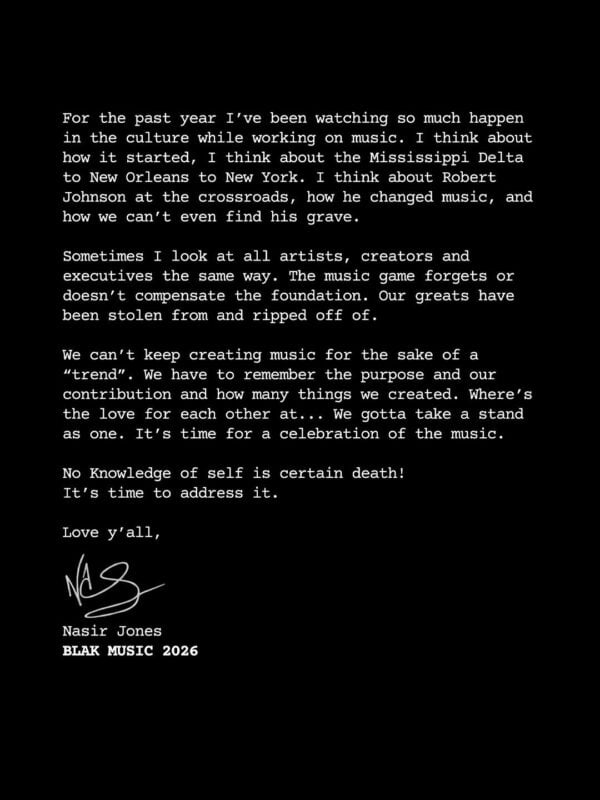 Nas calls out music industry statement